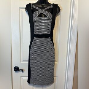D71 Connected Apparel Elegant Black and White Women's Stretch Dress size 14.